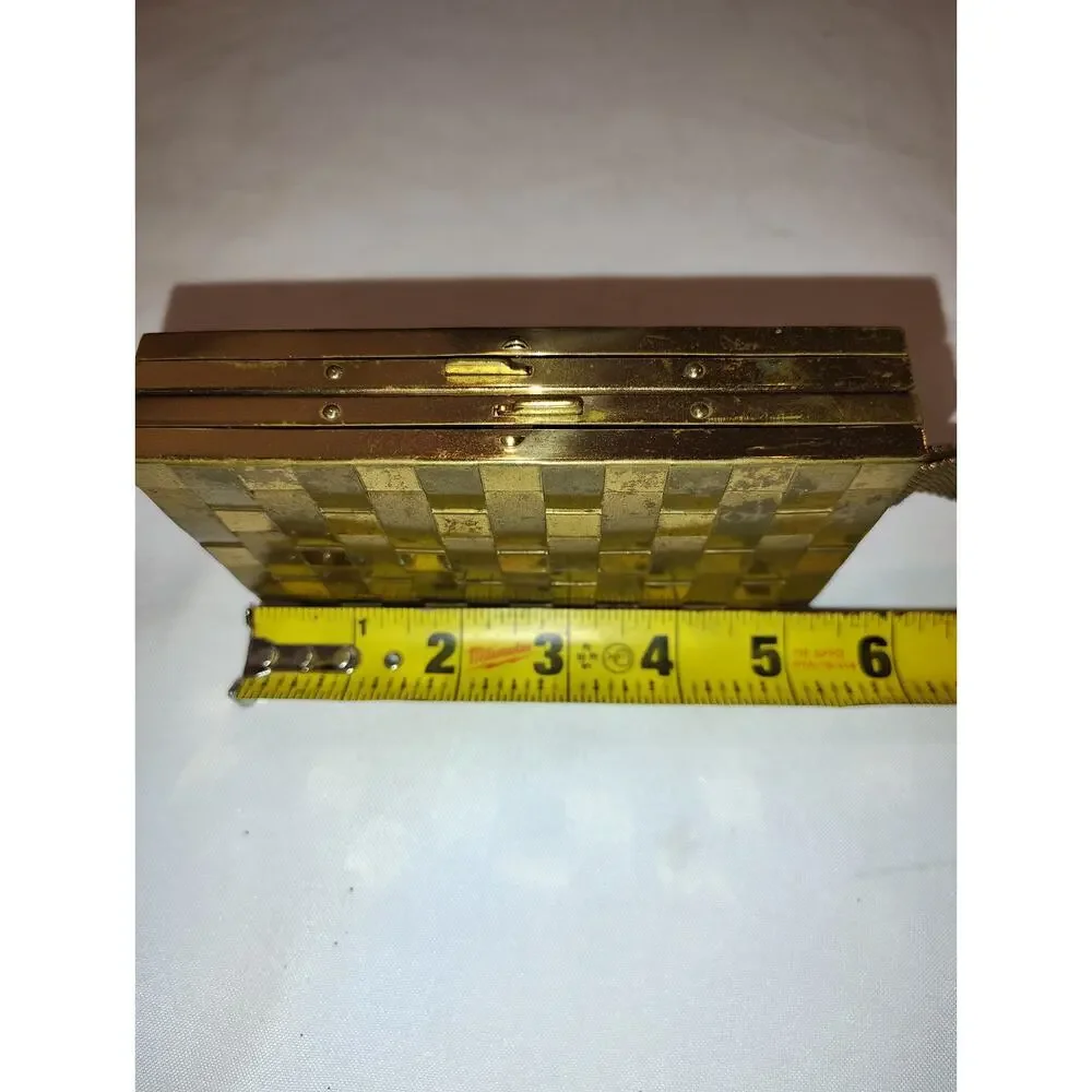 Vintage 1950’s Gold Tone Metal Basketweave Mesh Clutch/Evening Bag- Art Deco